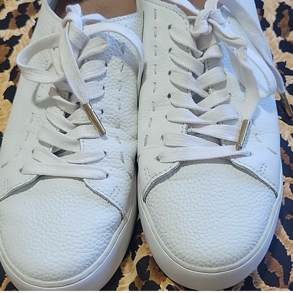 Frye White Leather Lace-Up Sneakers